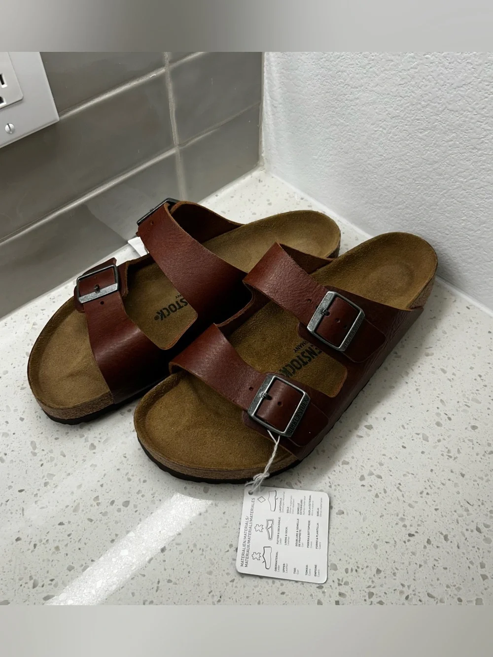 Birkenstock Arizona BS Vintage Wood Roast Doppia fascia Leather Brown Sz. 43 M10